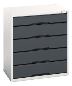 verso drawer cabinet with 5 drawers. WxDxH: 800x550x900mm. RAL 7035/5010 or selected Bott Verso Drawer Cabinets 800 x 550  Tool Storage for garages and workshops